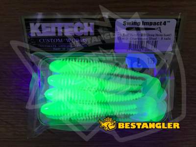Keitech Swing Impact 4" Chartreuse Shad - CT#13 - UV