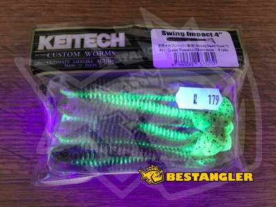 Keitech Swing Impact 4" Green Pumpkin Chartreuse - #401 - UV