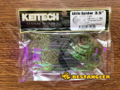 Keitech Little Spider 3.5" Green Pumpkin Chartreuse - #401 - UV