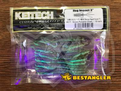Keitech Hog Impact 3" Green Pumpkin Chartreuse - #401 - UV