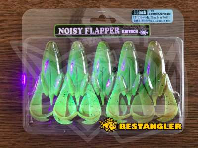 Keitech Noisy Flapper 3.5" Motoroil / Chartreuse - CT#14 - UV