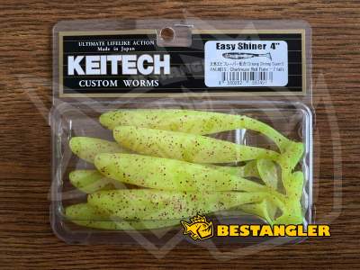 Keitech Easy Shiner 4" Chartreuse Red Flake - PAL#01