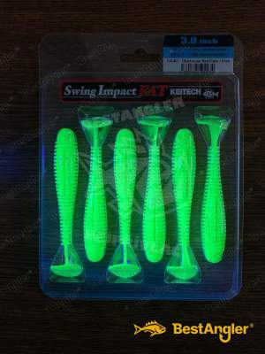 Keitech FAT Swing Impact 3.8" Chartreuse Red Flake - PAL#01 - UV