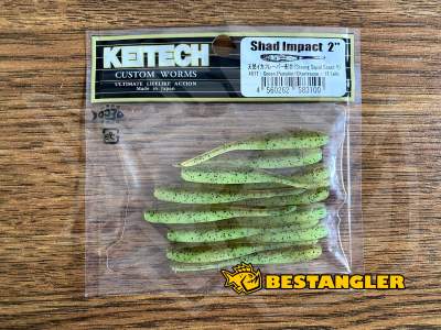 Keitech Shad Impact 2" Green Pumpkin Chartreuse - #401