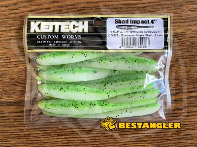 Keitech Shad Impact 4" Chartreuse Pepper Shad - CT#30