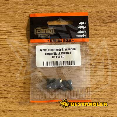 CAMO fazetované skleněné korálky 6 mm černé - CL-6GB-BL