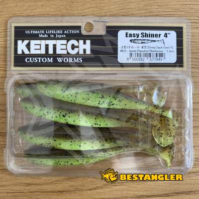 Keitech Easy Shiner 4" Green Pumpkin Chartreuse - #401