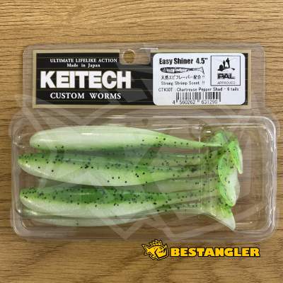Keitech Easy Shiner 4.5" Chartreuse Pepper Shad - CT#30