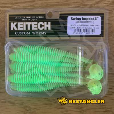 Keitech Swing Impact 4" Motoroil / Chartreuse - CT#14 - UV