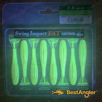 Keitech FAT Swing Impact 2.8" Motoroil / Chartreuse - CT#14 - UV
