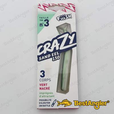Fiiish Crazy Sand Eel n°3 150 mm Bodies 3x - Pearl Green - CSE223