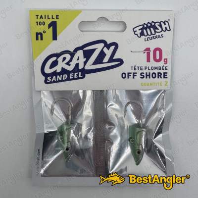 Fiiish Crazy Sand Eel n°1 100 mm Heads Offshore 2x - 10g - Pearl Green - CSE217