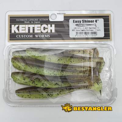 Keitech Easy Shiner 4" Green Pumpkin Chartreuse - #401