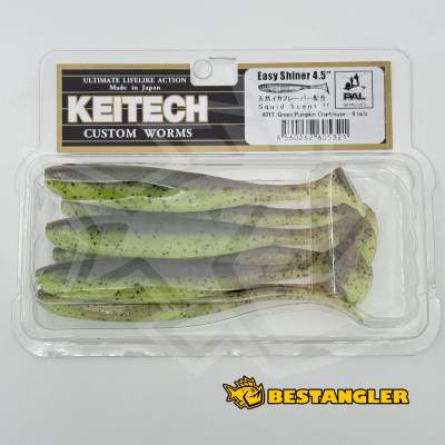 Keitech Easy Shiner 4.5" Green Pumpkin Chartreuse - #401
