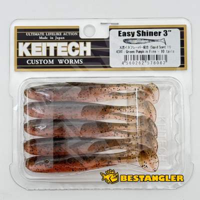 Keitech Easy Shiner 3" Green Pumpkin Fire - #438