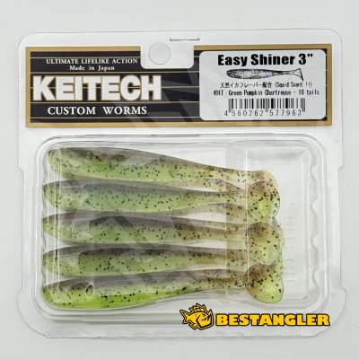 Keitech Easy Shiner 3" Green Pumpkin Chartreuse - #401
