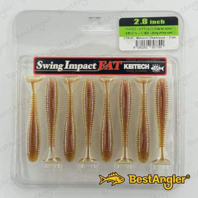 Keitech FAT Swing Impact 2.8" Motoroil / Chartreuse - CT#14