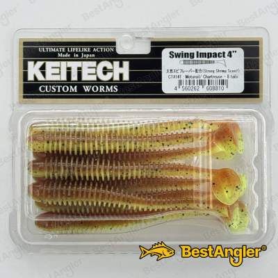 Keitech Swing Impact 4" Motoroil / Chartreuse - CT#14