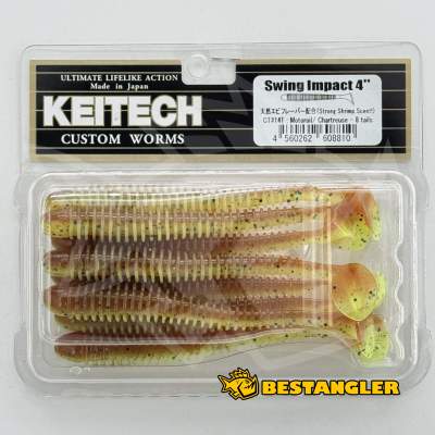 Keitech Swing Impact 4" Motoroil / Chartreuse - CT#14
