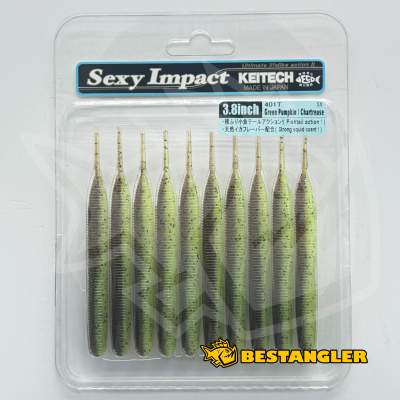 Keitech Sexy Impact 3.8" Green Pumpkin Chartreuse - #401