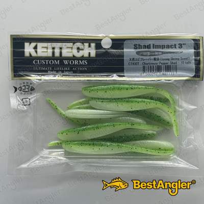 Keitech Shad Impact 3" Chartreuse Pepper Shad - CT#30