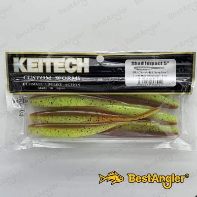 Keitech Shad Impact 5" Motoroil / Chartreuse - CT#14