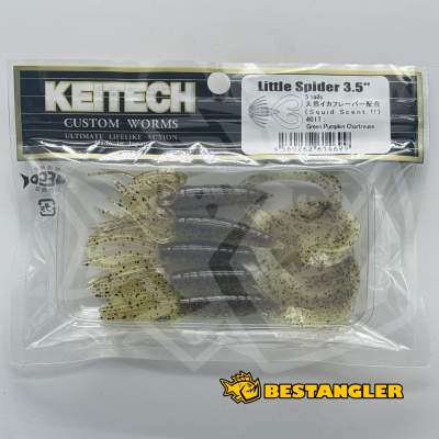Keitech Little Spider 3.5" Green Pumpkin Chartreuse - #401