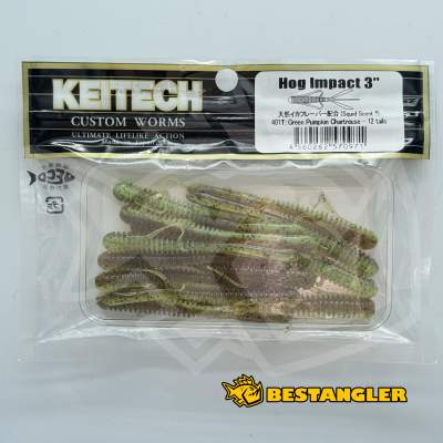 Keitech Hog Impact 3" Green Pumpkin Chartreuse - #401