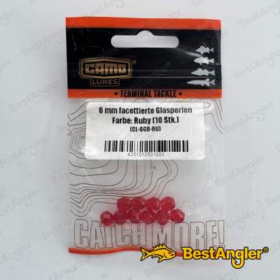 CAMO fazetované skleněné korálky 6 mm červené - CL-6GB-RU