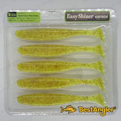 Keitech Easy Shiner 5" Chartreuse Red Flake - PAL#01